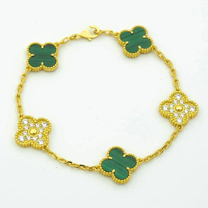 [Rosla] CLOVER 5 MOTIF MALACHITE BRACELET COLLECTION