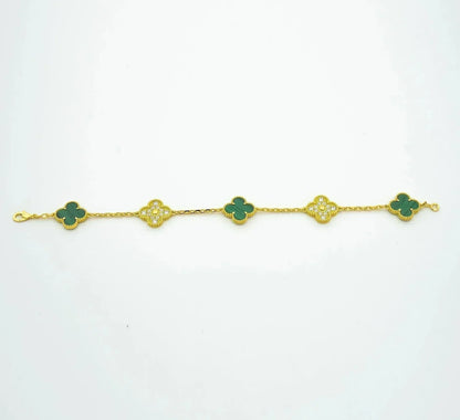 [Rosla] CLOVER 5 MOTIF MALACHITE BRACELET COLLECTION