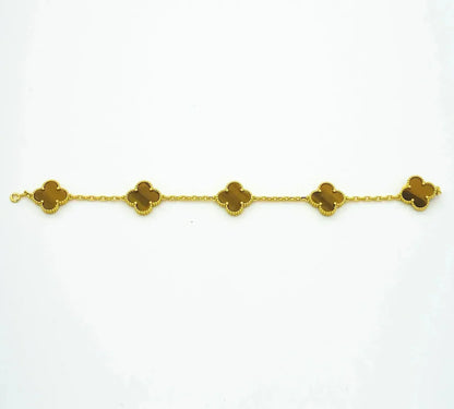 [Rosla] CLOVER 5 MOTIFS TIGER EYE BRACELET COLLECTION
