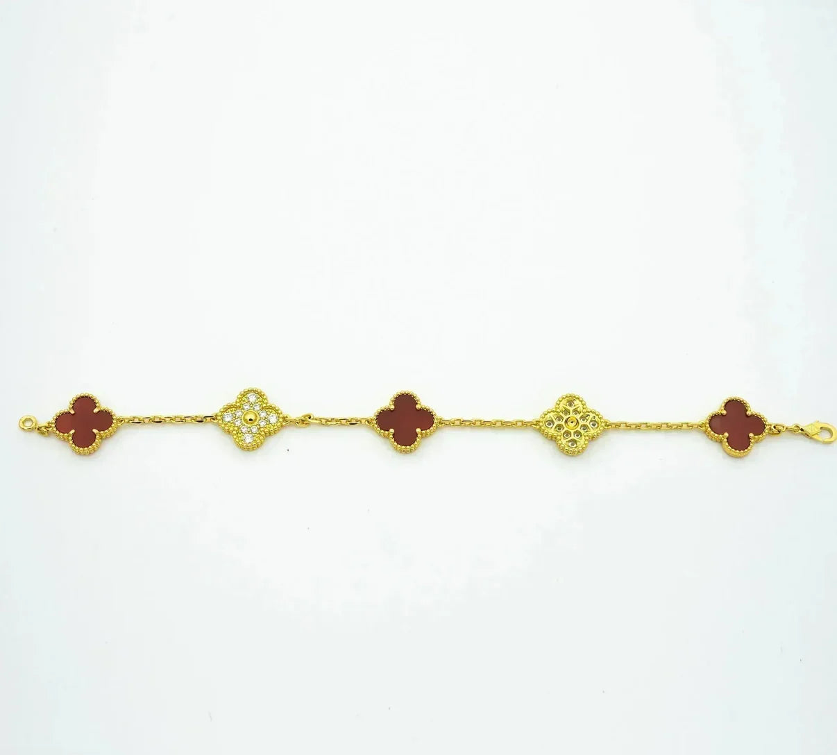 [Rosla] CLOVER 5 MOTIF RED CORNELIAN BRACELET COLLECTION