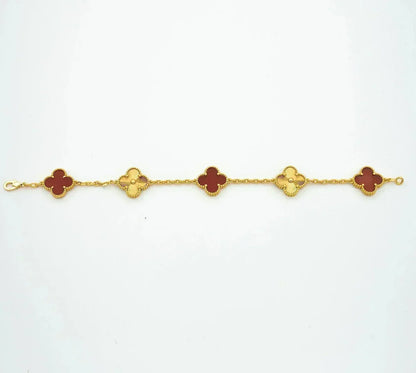 [Rosla] CLOVER 5 MOTIF RED CORNELIAN BRACELET COLLECTION