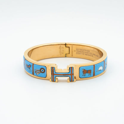 [Rosla]H PINK GOLD BRACELET BLUE CERAMIC
