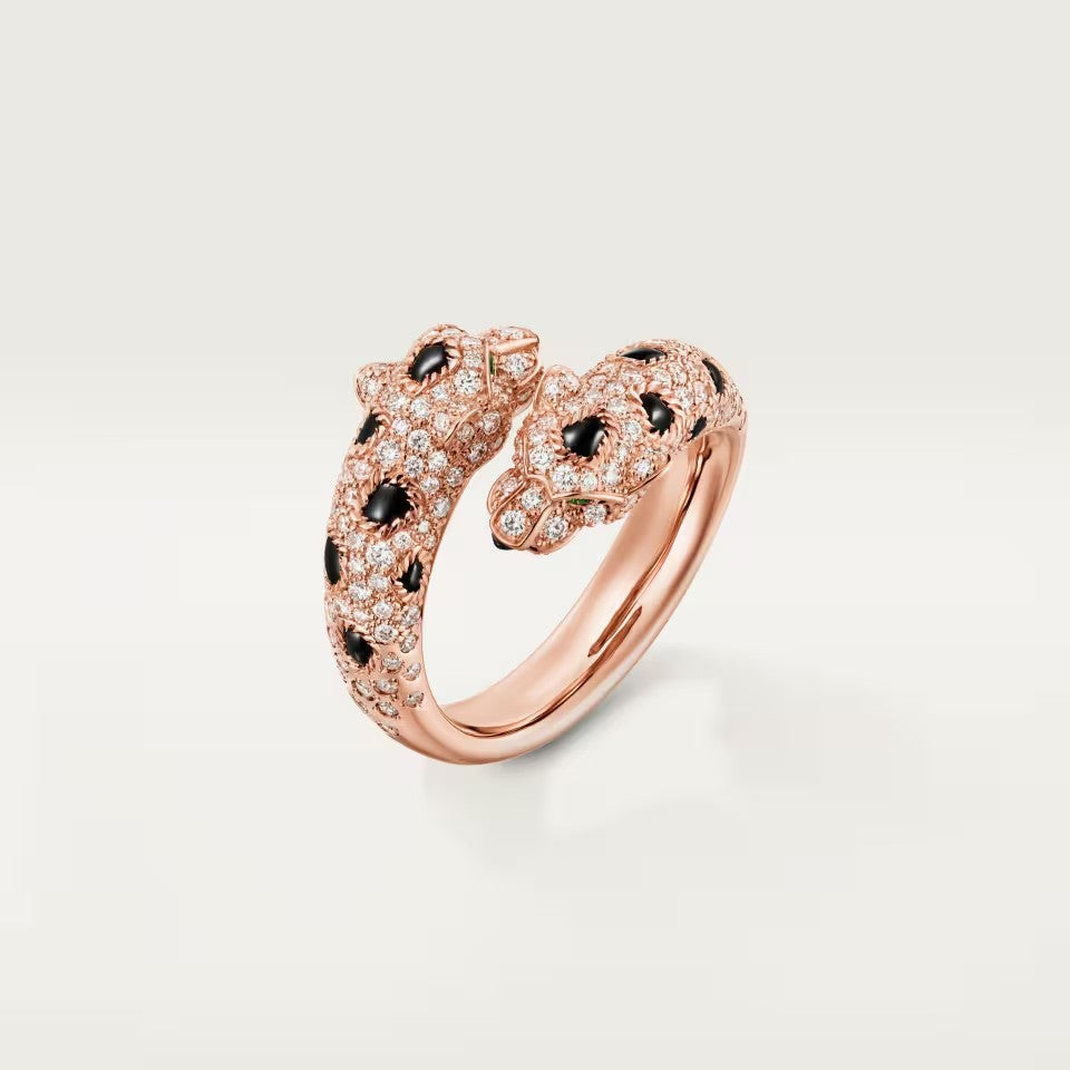 [Rosla]PANTHERE DOUBLE HEADED FULL DIAMOND  RING