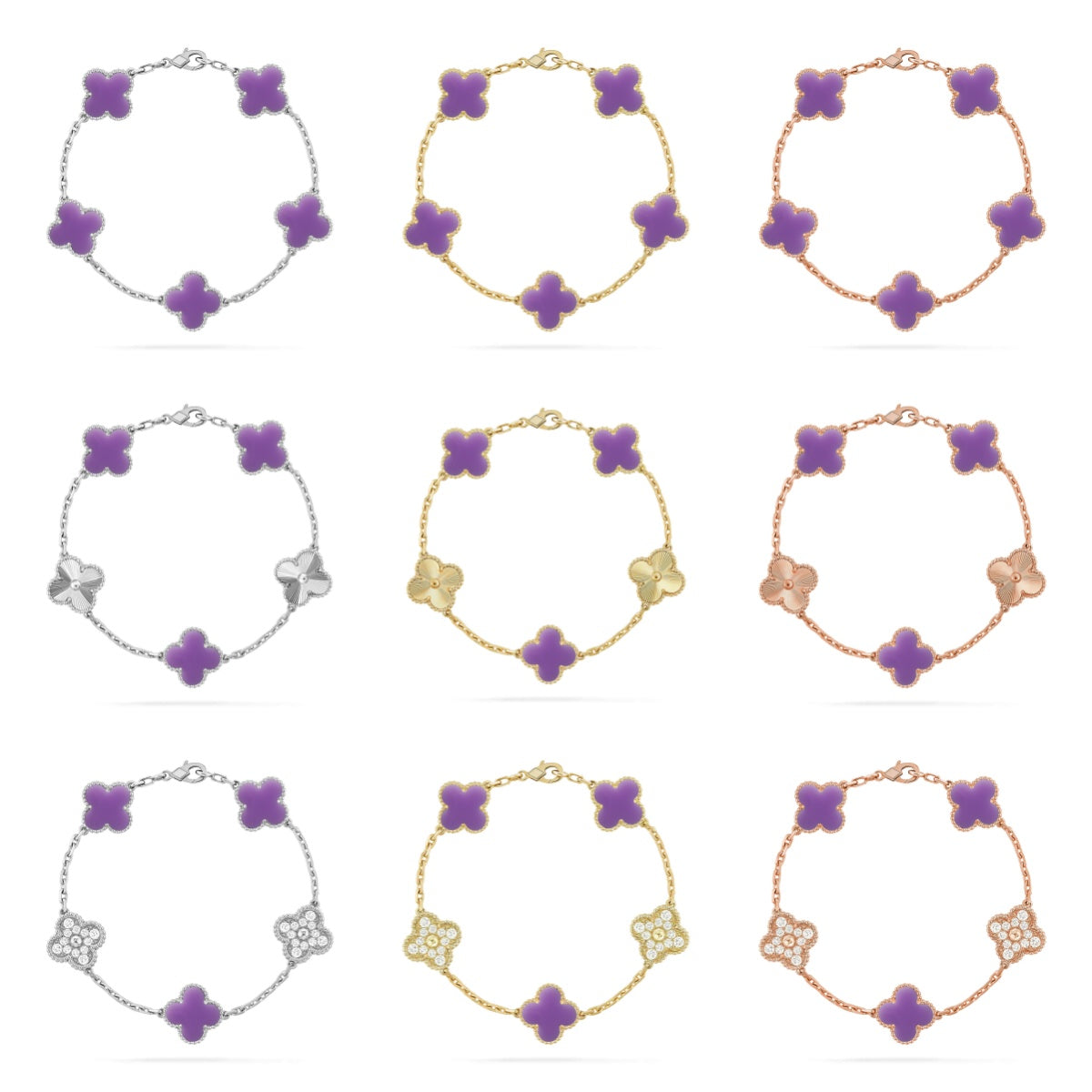 [Rosla]CLOVER 5 MOTIF LIGHT PURPLE BRACELET COLLECTION