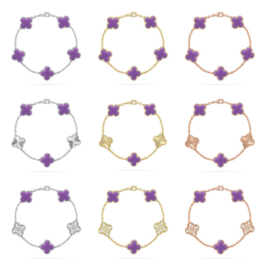 [Rosla]CLOVER 5 MOTIF LIGHT PURPLE BRACELET COLLECTION