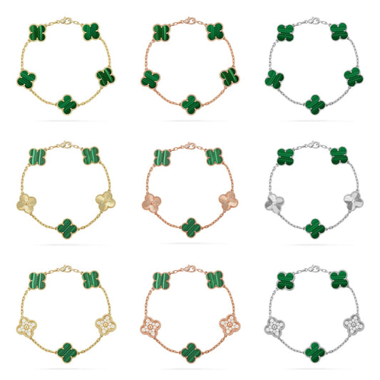 [Rosla] CLOVER 5 MOTIF MALACHITE BRACELET COLLECTION