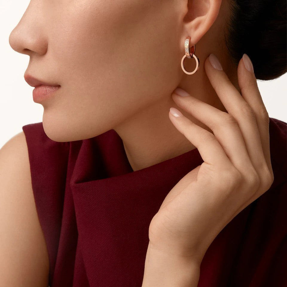 [Rosla]LOVE 3.3MM DANGLE HALF DIAMOND EARRINGS