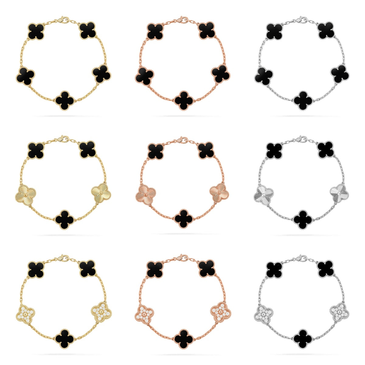 [Rosla] CLOVER 5 MOTIF ONYXS BRACELET COLLECTION