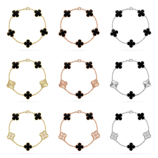 [Rosla] CLOVER 5 MOTIF ONYXS BRACELET COLLECTION