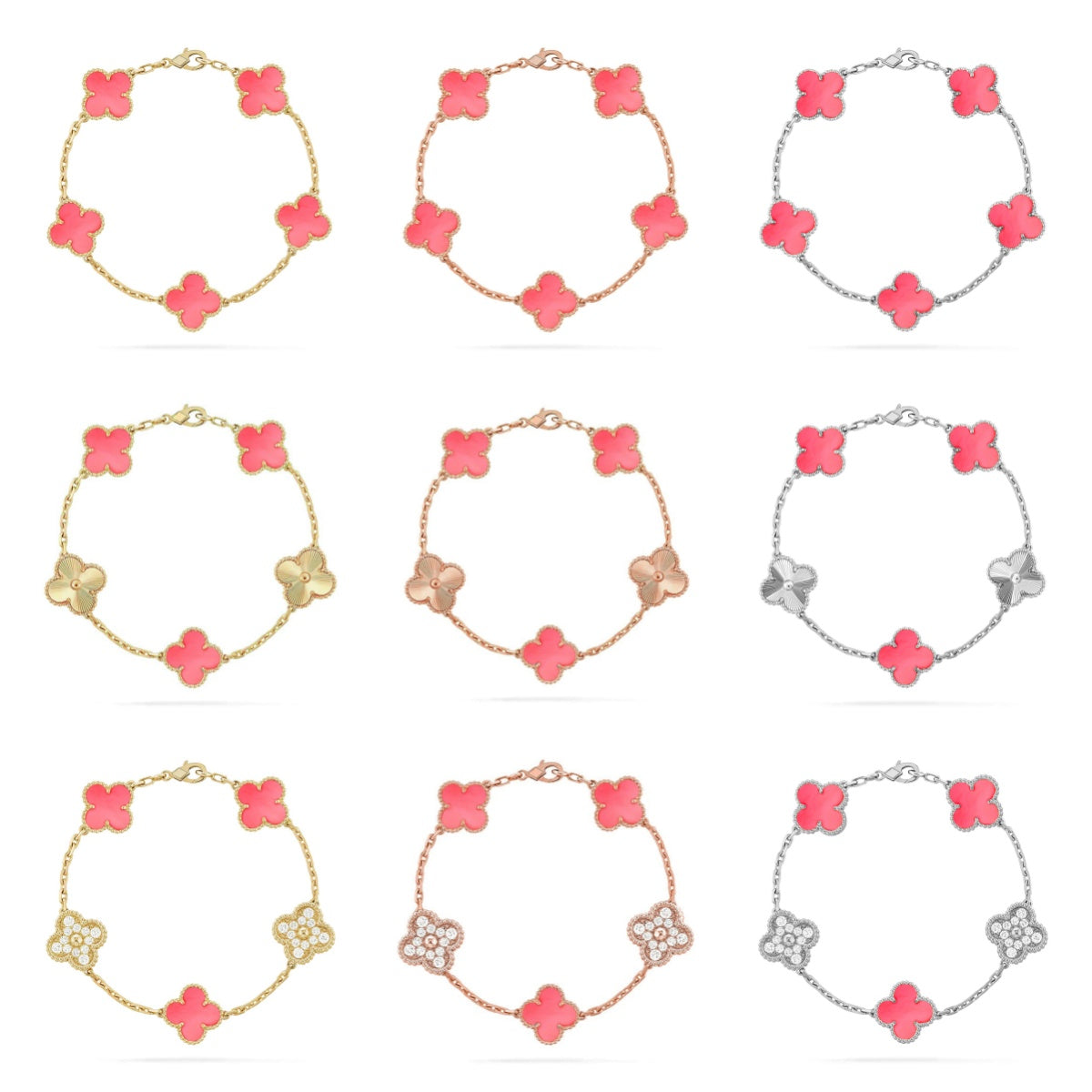 [Rosla] CLOVER 5 MOTIFS  PINK MOP BRACELET COLLECTION