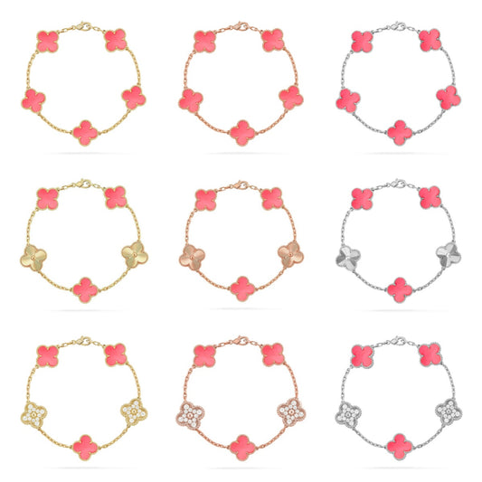 [Rosla] CLOVER 5 MOTIFS  PINK MOP BRACELET COLLECTION