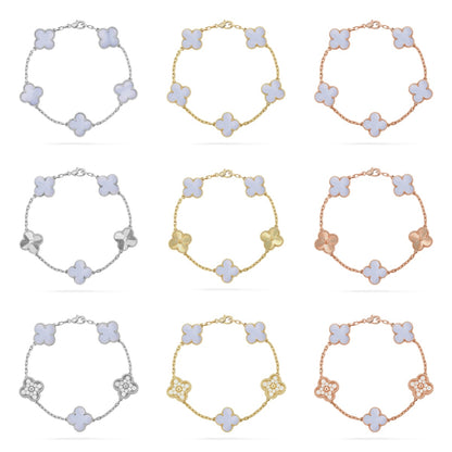[Rosla] CLOVER 5 MOTIF PURPLE CHALCEDONY BRACELET COLLECTION