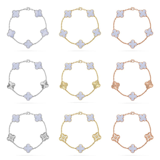 [Rosla] CLOVER 5 MOTIF PURPLE CHALCEDONY BRACELET COLLECTION