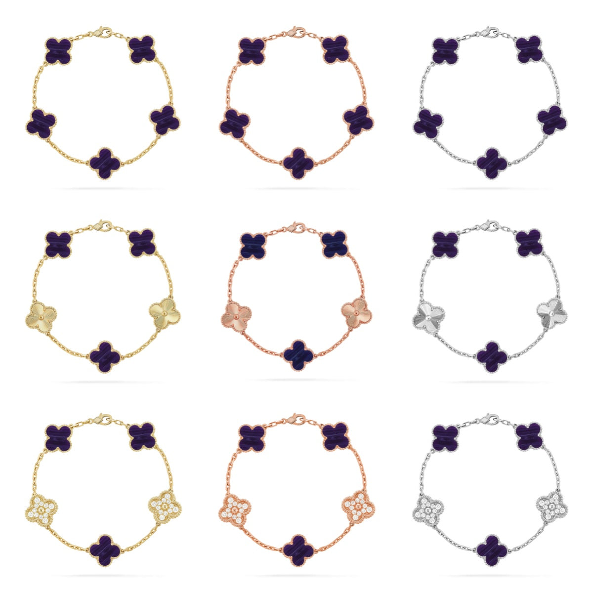 [Rosla]CLOVER 5 MOTIF PURPLE STRIPES BRACELET COLLECTION