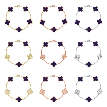 [Rosla]CLOVER 5 MOTIF PURPLE STRIPES BRACELET COLLECTION