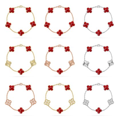 [Rosla]CLOVER 5 MOTIF RED PATTERN BRACELET COLLECTION