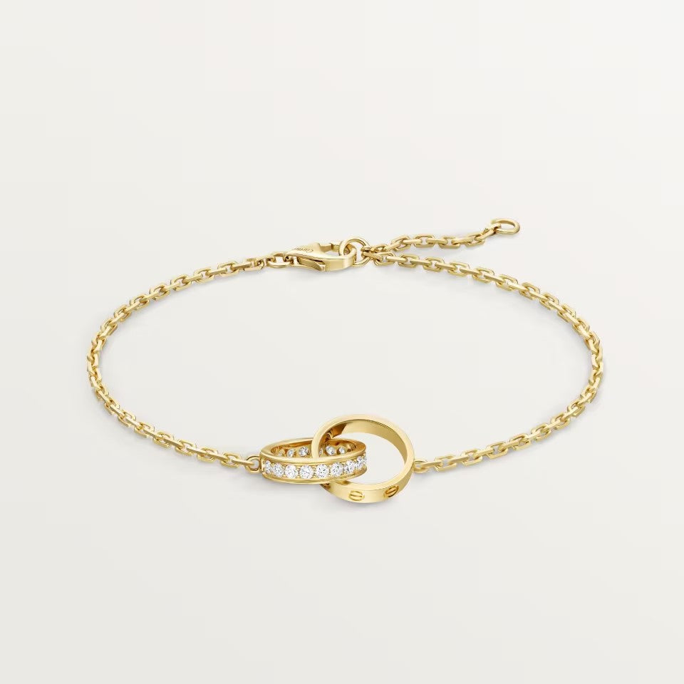 [Rosla]LOVE DOUBLE RING HALF DIAMOND BRACELET