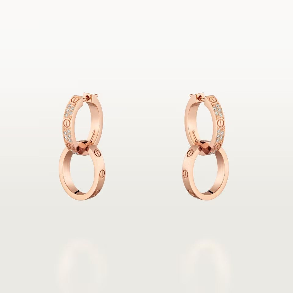 [Rosla]LOVE 3.3MM DANGLE HALF DIAMOND EARRINGS