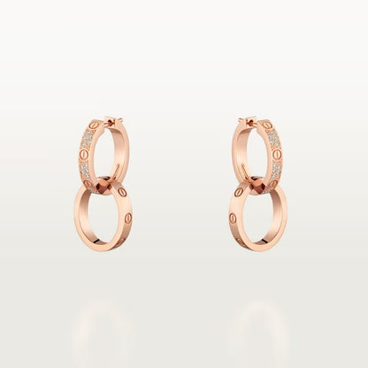 [Rosla]LOVE 3.3MM DANGLE HALF DIAMOND EARRINGS