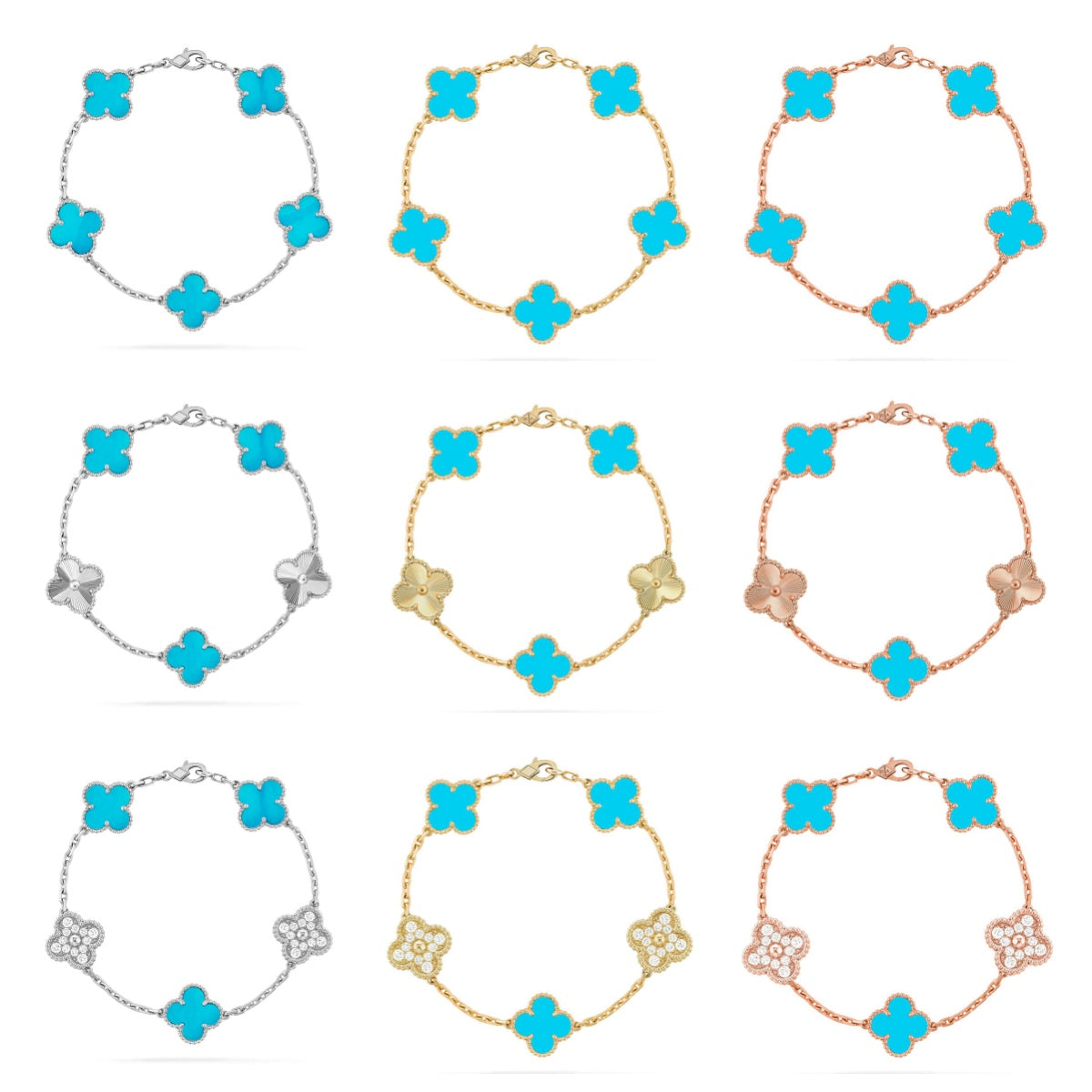 [Rosla] CLOVER 5 MOTIF TURQUOISE BRACELET COLLECTION