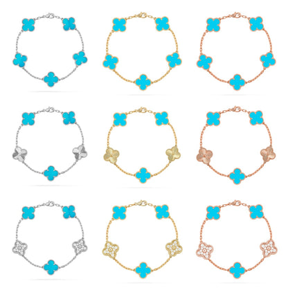 [Rosla] CLOVER 5 MOTIF TURQUOISE BRACELET COLLECTION
