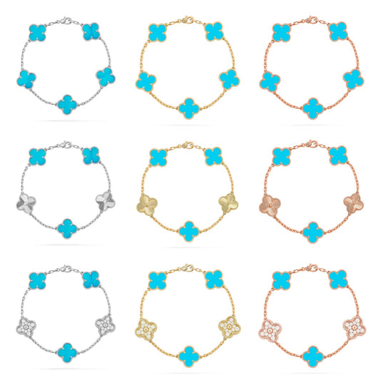 [Rosla] CLOVER 5 MOTIF TURQUOISE BRACELET COLLECTION