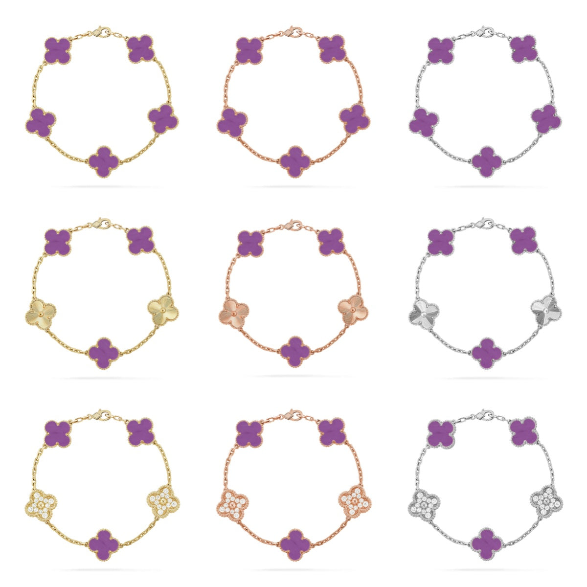 [Rosla] CLOVER 5 MOTIF VIOLET BRACELET COLLECTION