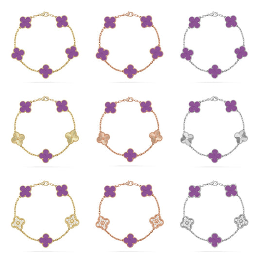 [Rosla] CLOVER 5 MOTIF VIOLET BRACELET COLLECTION