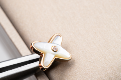 [Rosla]JEUX DE WHITE MOP ROSE GOLD DIAMOND EARRINGS