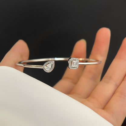 [Rosla]JONC FLEX MY TWIN TOI & MOI SILVER DIAMOND BRACELET