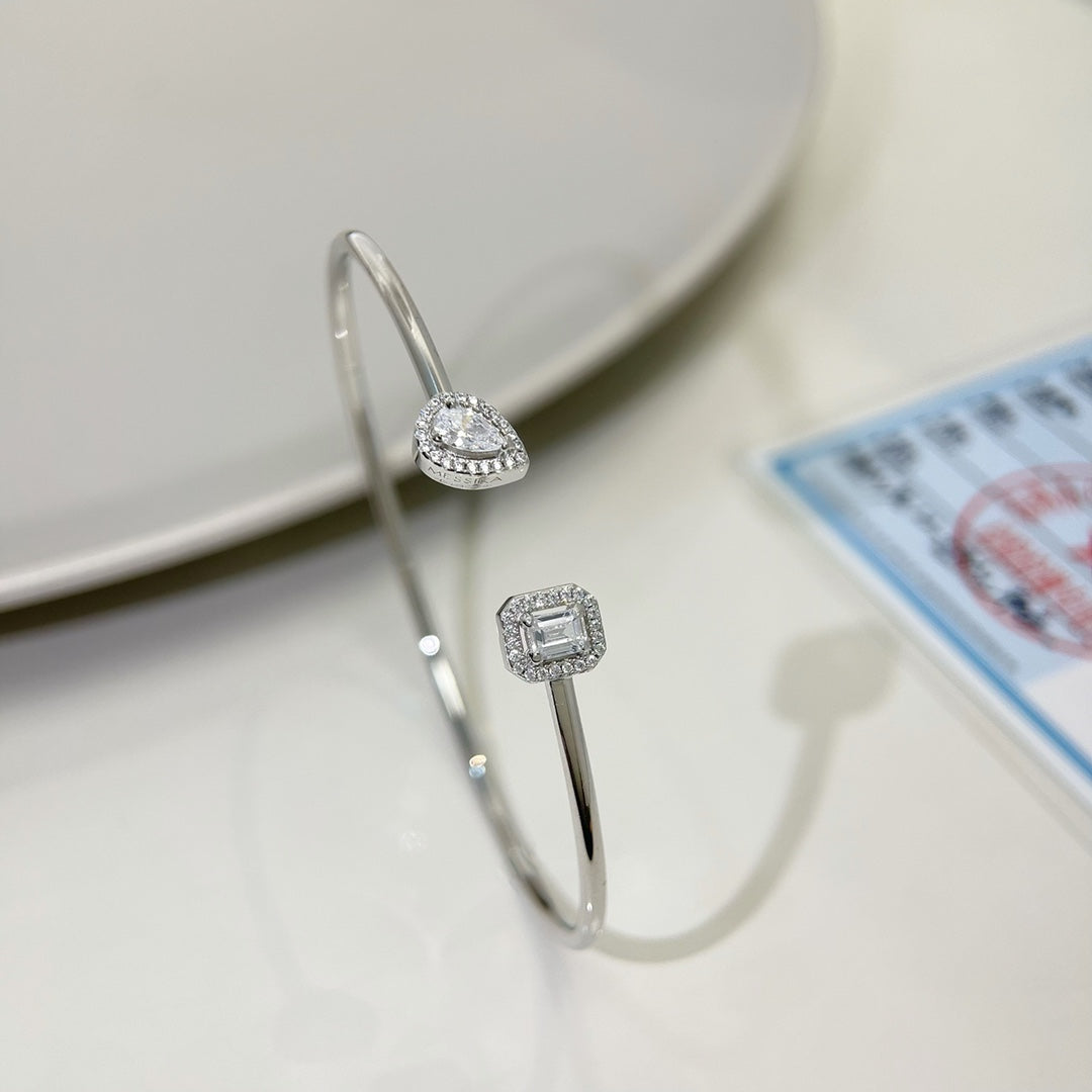 [Rosla]JONC FLEX MY TWIN TOI & MOI SILVER DIAMOND BRACELET