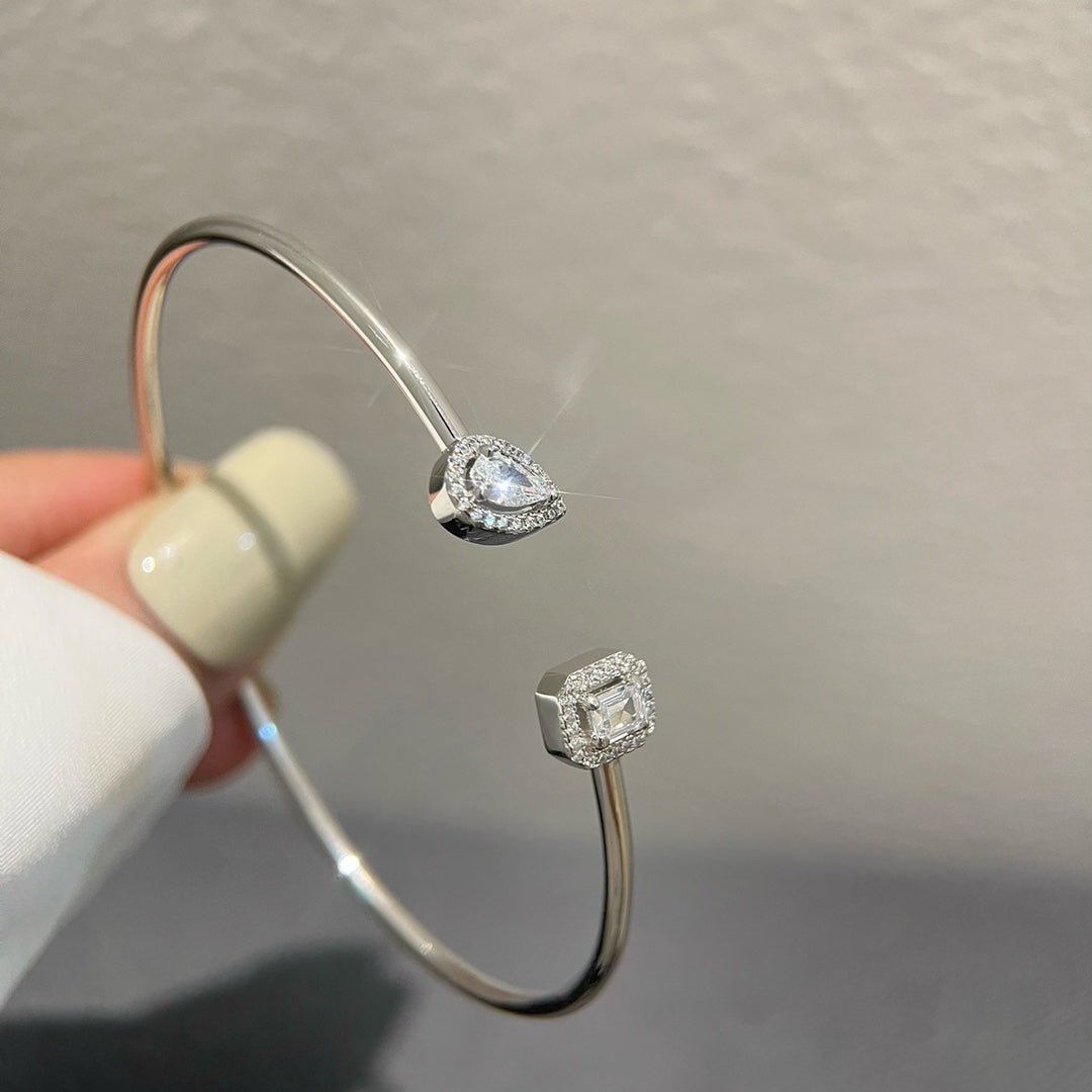 [Rosla]JONC FLEX MY TWIN TOI & MOI SILVER DIAMOND BRACELET