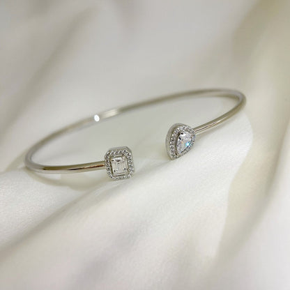 [Rosla]JONC FLEX MY TWIN TOI & MOI SILVER DIAMOND BRACELET