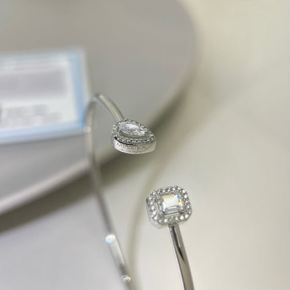 [Rosla]JONC FLEX MY TWIN TOI & MOI SILVER DIAMOND BRACELET