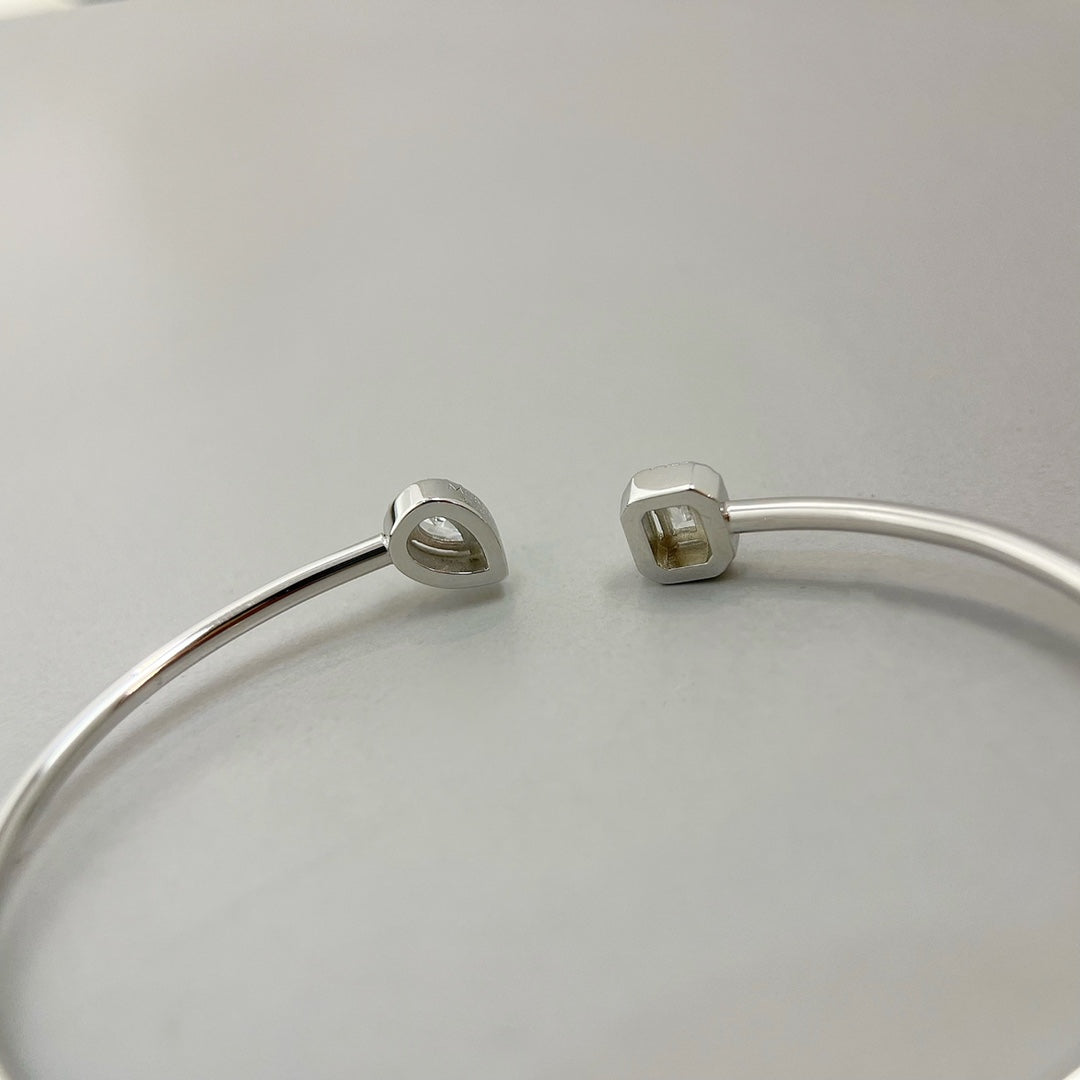 [Rosla]JONC FLEX MY TWIN TOI & MOI SILVER DIAMOND BRACELET