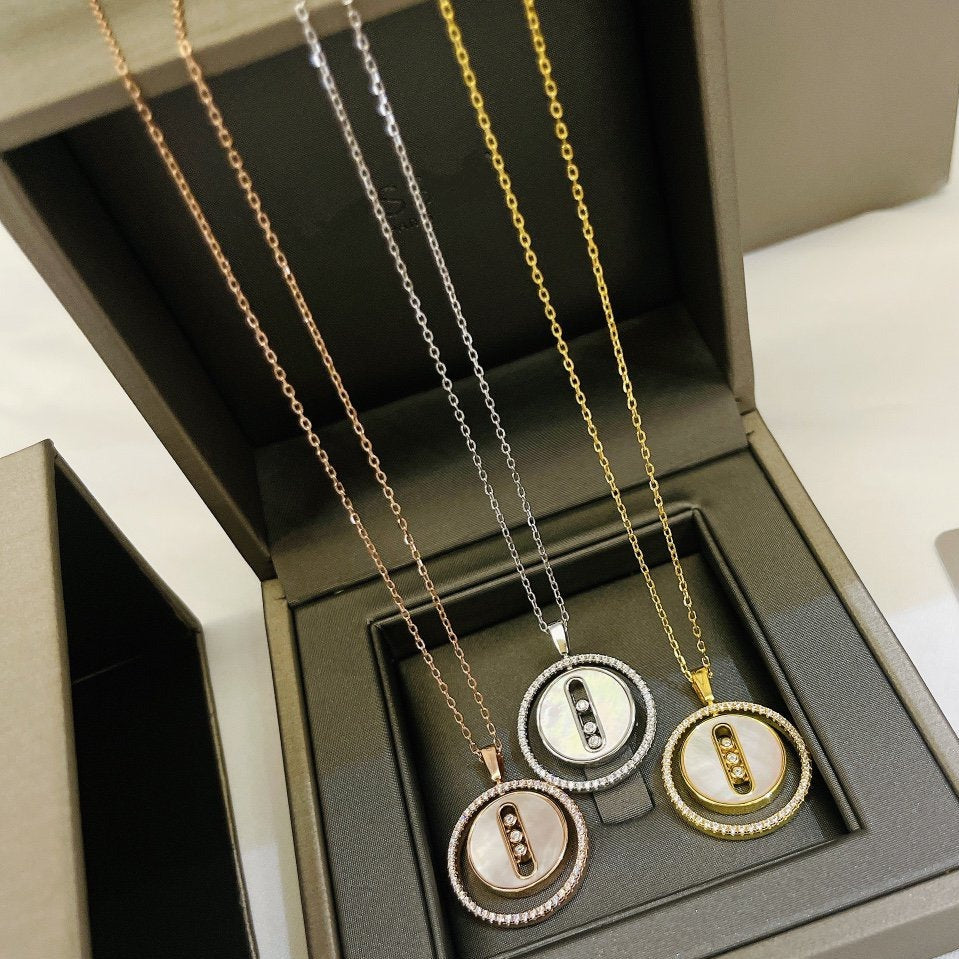 [Rosla]LUCKY MOVE MM NACRE BLANCHE DIAMOND NECKLACE