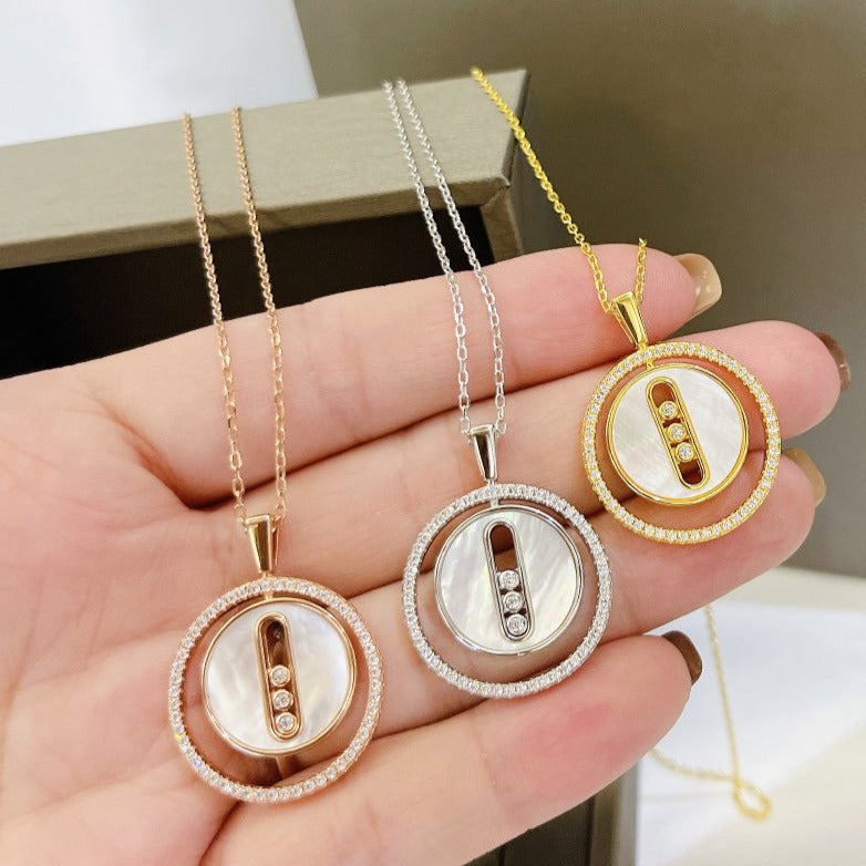 [Rosla]LUCKY MOVE MM NACRE BLANCHE DIAMOND NECKLACE