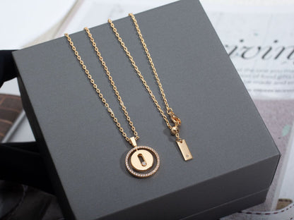 [Rosla]LUCKY MOVE PM NECKLACE PINK GOLD DIAMOND