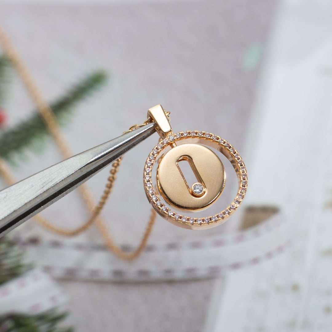 [Rosla]LUCKY MOVE PM NECKLACE PINK GOLD DIAMOND