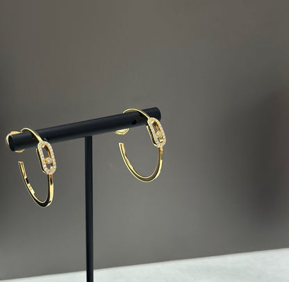 [Rosla]CREOLES MOVE UNO PM DIAMOND EARRINGS