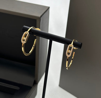 [Rosla]CREOLES MOVE UNO PM DIAMOND EARRINGS