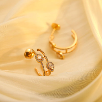 [Rosla]CREOLES MY TWIN 2 RANGS SILVER DIAMOND EARRINGS