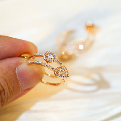 [Rosla]CREOLES MY TWIN 2 RANGS SILVER DIAMOND EARRINGS