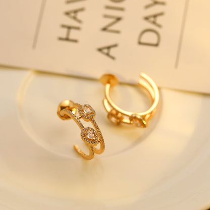 [Rosla]CREOLES MY TWIN 2 RANGS SILVER DIAMOND EARRINGS
