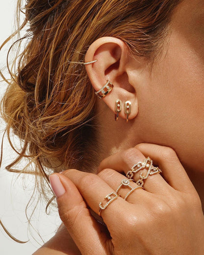 [Rosla]CREOLES MOVE UNO MINI 1 DIAMOND EARRINGS