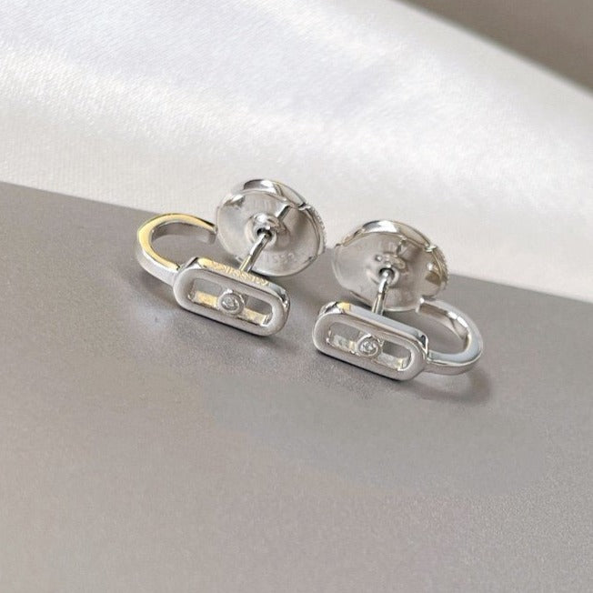 [Rosla]CREOLES MOVE UNO MINI 1 DIAMOND EARRINGS