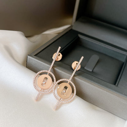 [Rosla]LUCKY MOVE ARROW PINK GOLD DIAMOND EARRINGS