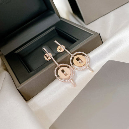 [Rosla]LUCKY MOVE ARROW PINK GOLD DIAMOND EARRINGS