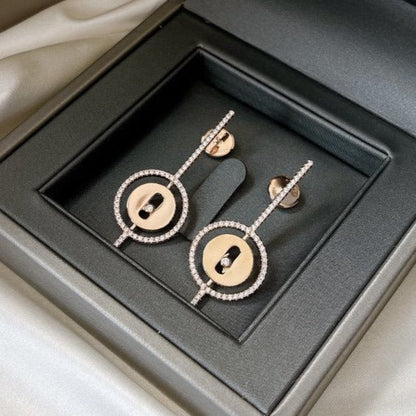 [Rosla]LUCKY MOVE ARROW PINK GOLD DIAMOND EARRINGS