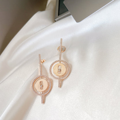 [Rosla]LUCKY MOVE ARROW PINK GOLD DIAMOND EARRINGS